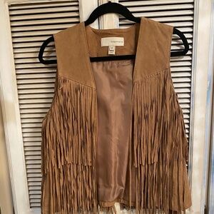 Leather fringe vest